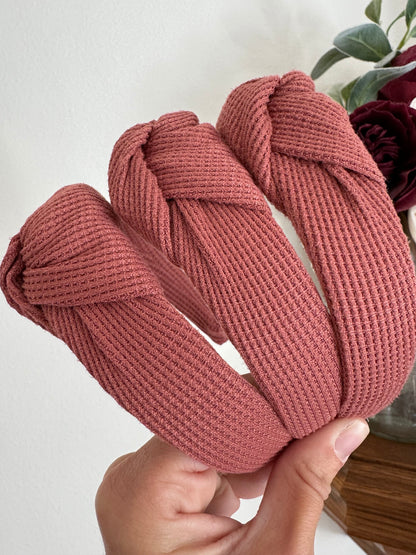 Rose Thermal Top Knot Headband, Waffle Knit