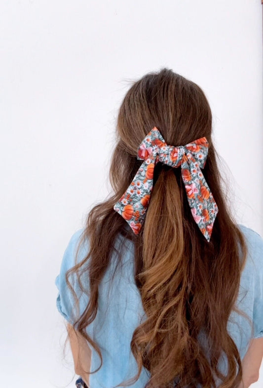 Coquette Pumpkins, Bow Hair Clip, Barrette Hair Clip, Soft Hair Clip, Back to School Clip, Barrette, Brynnbands
