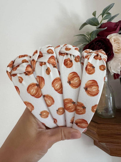 Pumpkins Top Knot Headband, Fall Hair Accessory