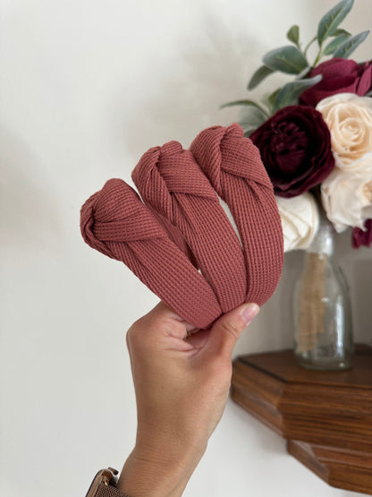 Rose Thermal Top Knot Headband, Waffle Knit