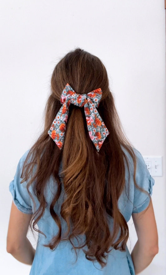 Coquette Pumpkins, Bow Hair Clip, Barrette Hair Clip, Soft Hair Clip, Back to School Clip, Barrette, Brynnbands