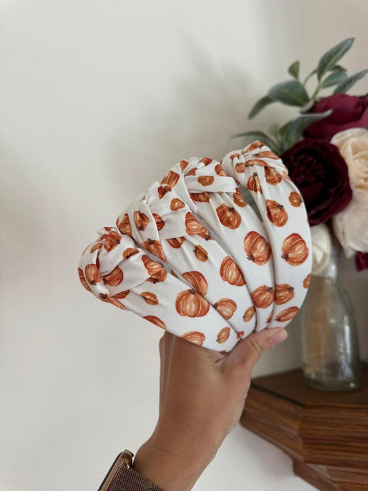 Pumpkins Top Knot Headband, Fall Hair Accessory