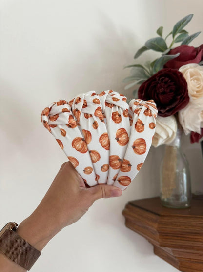 Pumpkins Top Knot Headband, Fall Hair Accessory