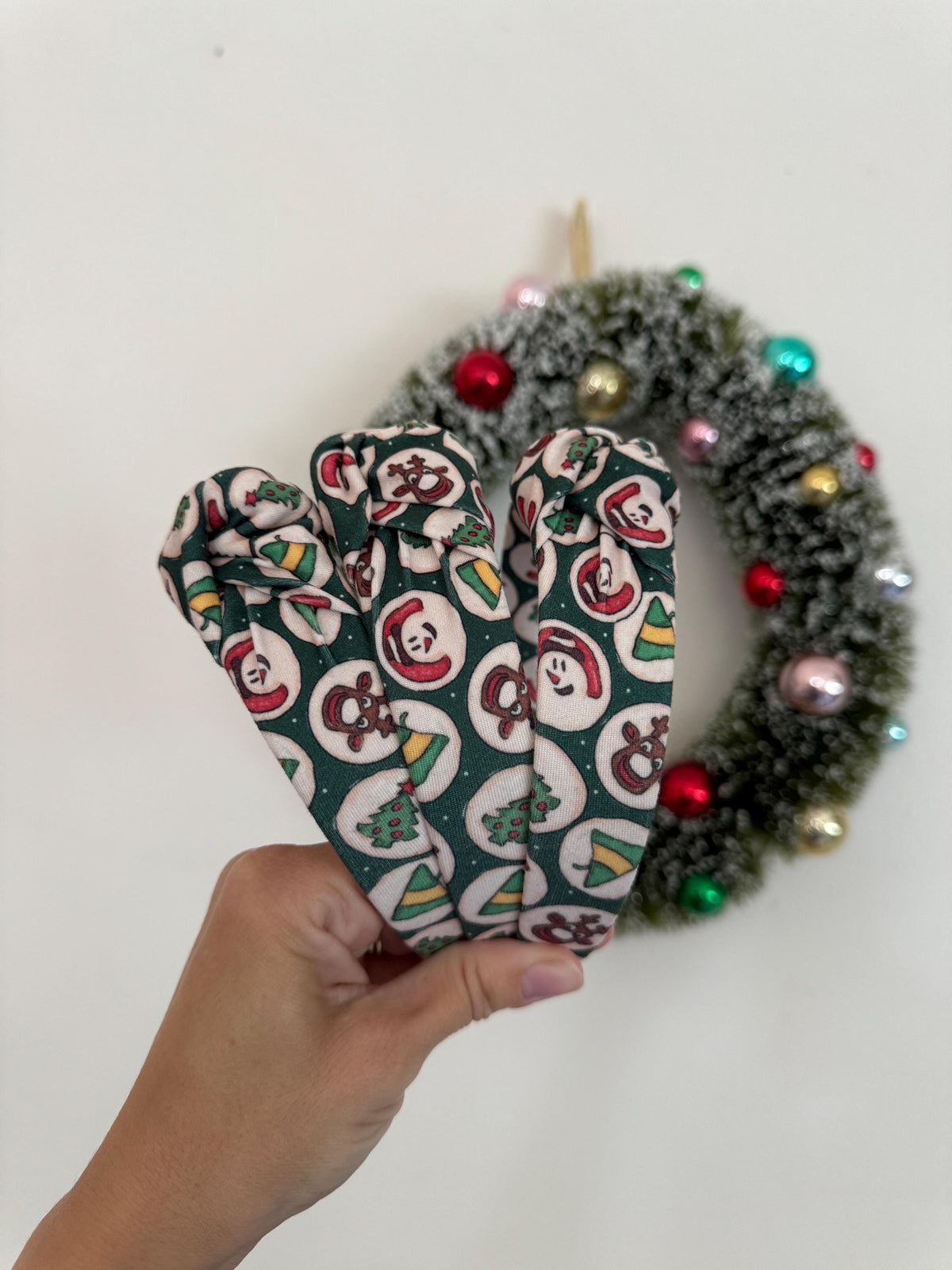 Green Sugar Christmas Cookies Top Knot Headband, holiday headband,  Hard Headband , Christmas  Headband, Bendable Headband, Brynnbands