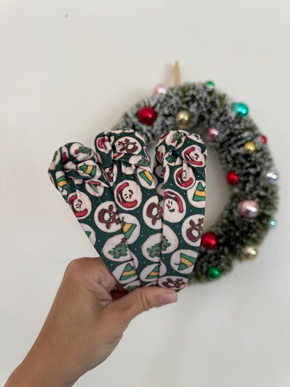 Green Sugar Christmas Cookies Top Knot Headband, holiday headband,  Hard Headband , Christmas  Headband, Bendable Headband, Brynnbands