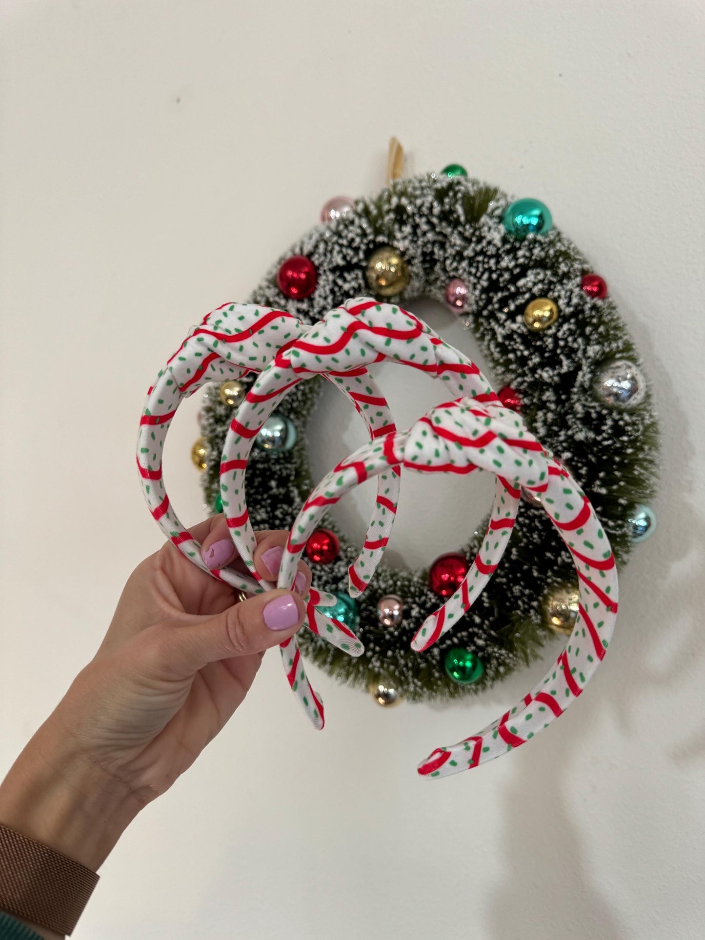 Christmas Tree Cake Top Knot Bendable Headband, Holiday Headband