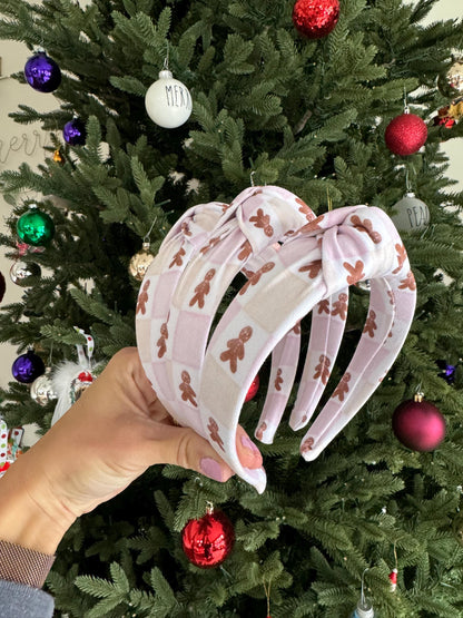 Gingerbread Men Top Knot Headband