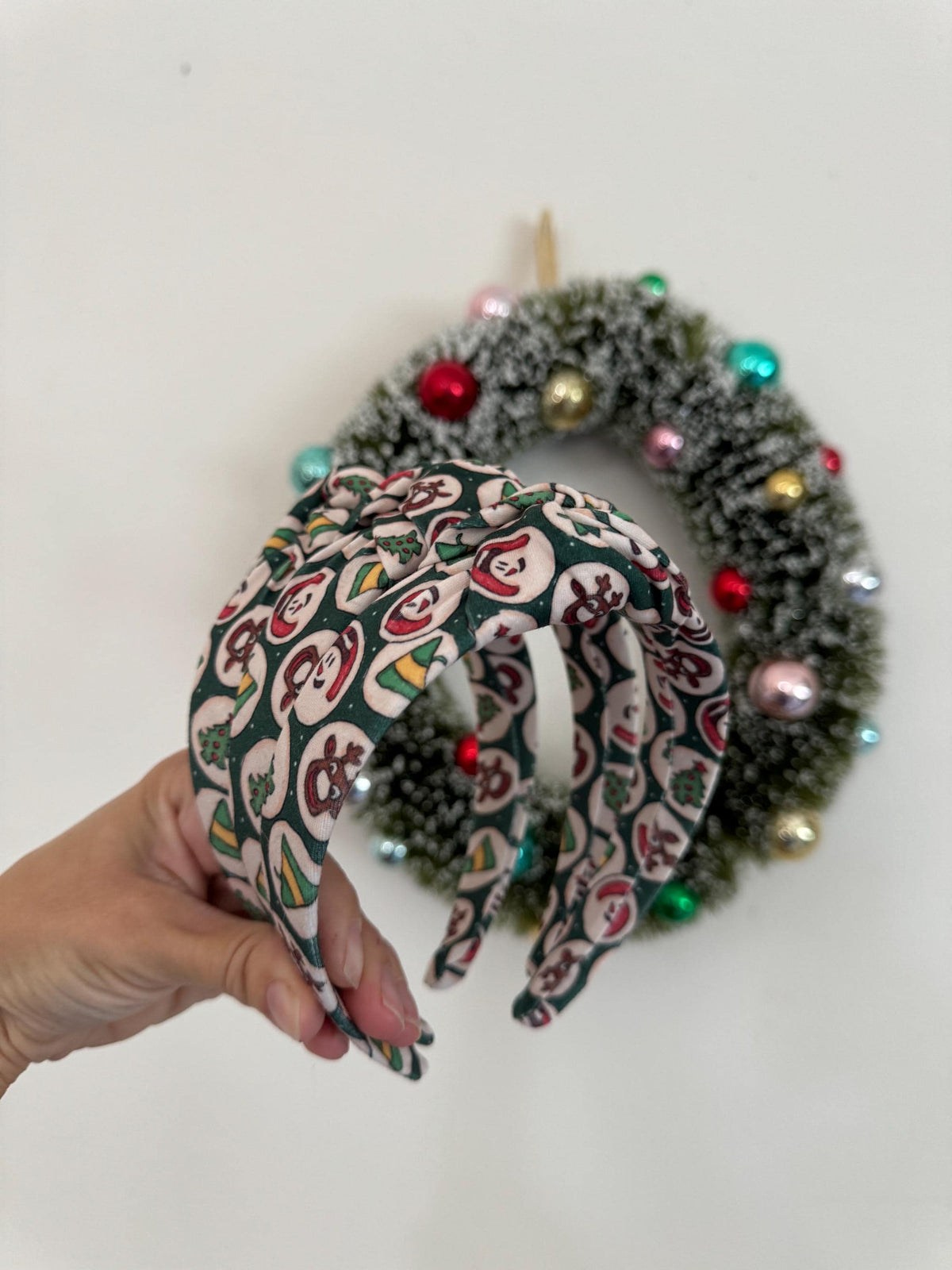 Green Sugar Christmas Cookies Top Knot Headband, holiday headband,  Hard Headband , Christmas  Headband, Bendable Headband, Brynnbands
