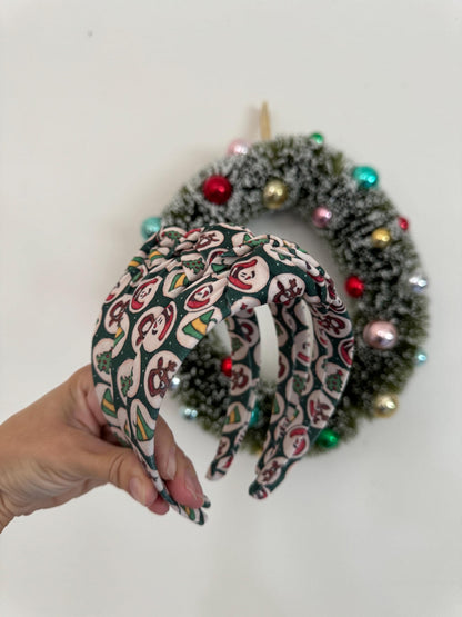 Green Sugar Christmas Cookies Top Knot Headband, holiday headband,  Hard Headband , Christmas  Headband, Bendable Headband, Brynnbands