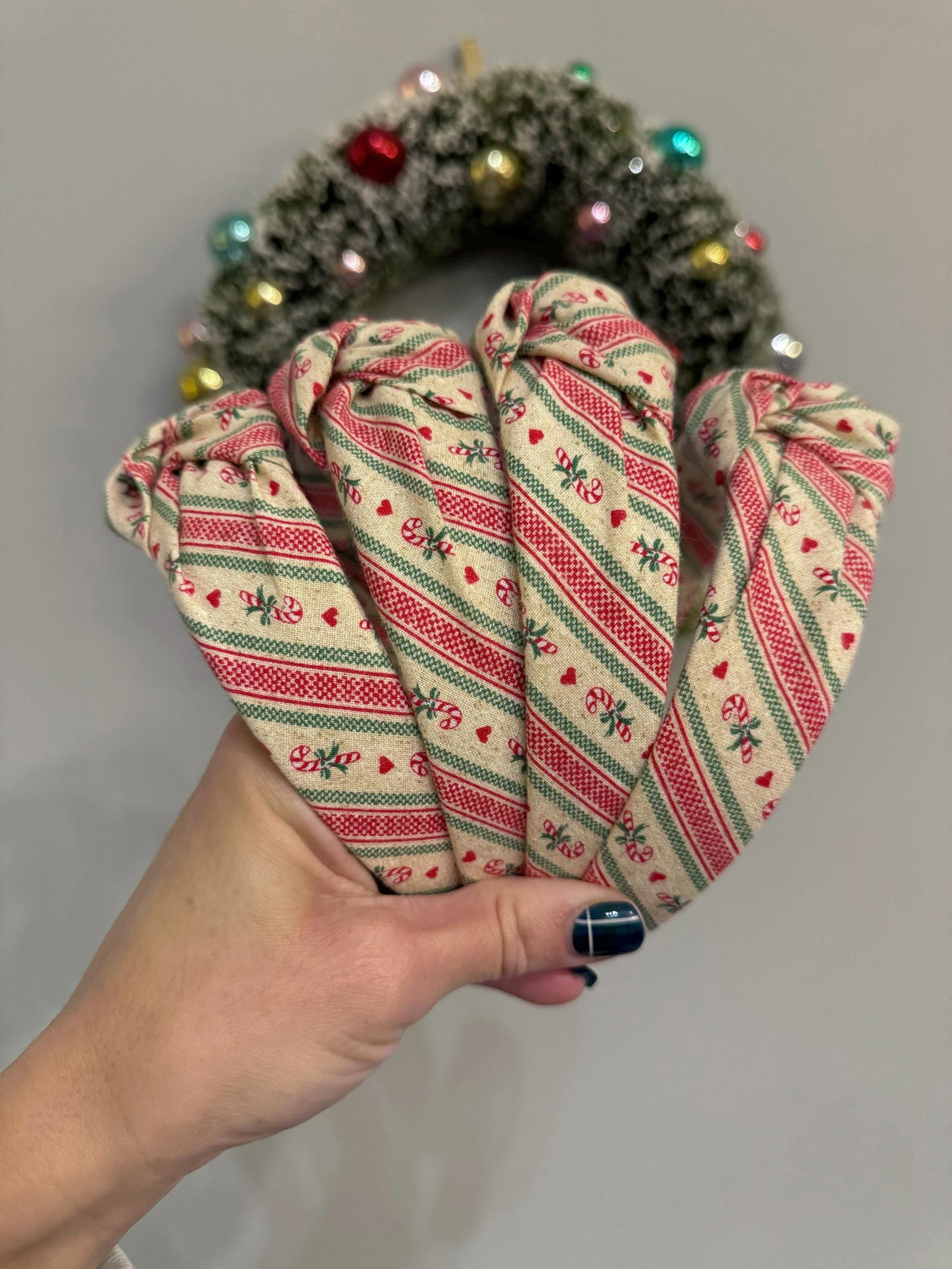 Candy Cane Stripe Top Knot Headband