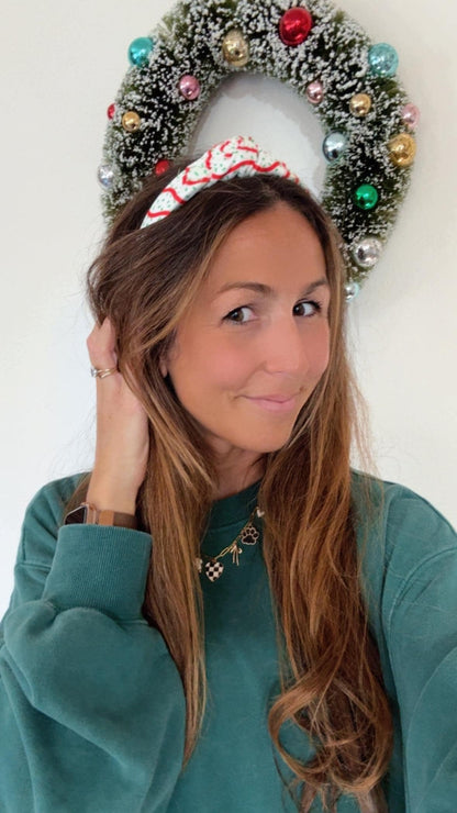 Christmas Tree Cake Top Knot Bendable Headband, Holiday Headband