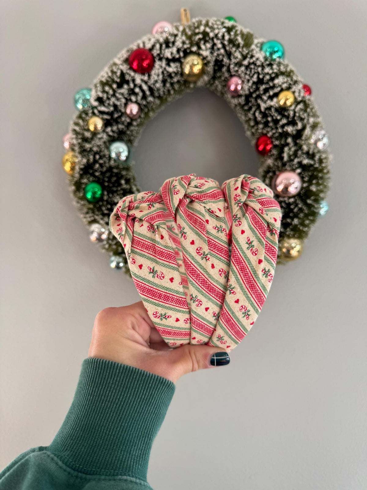Candy Cane Stripe Top Knot Headband