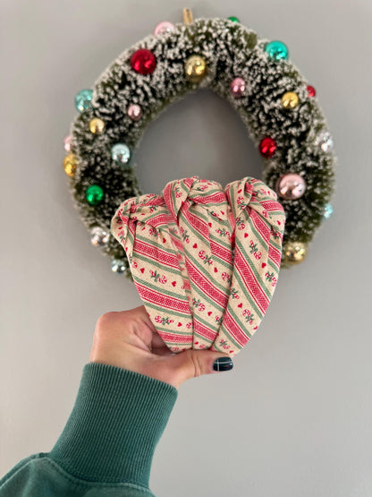 Candy Cane Stripe Top Knot Headband