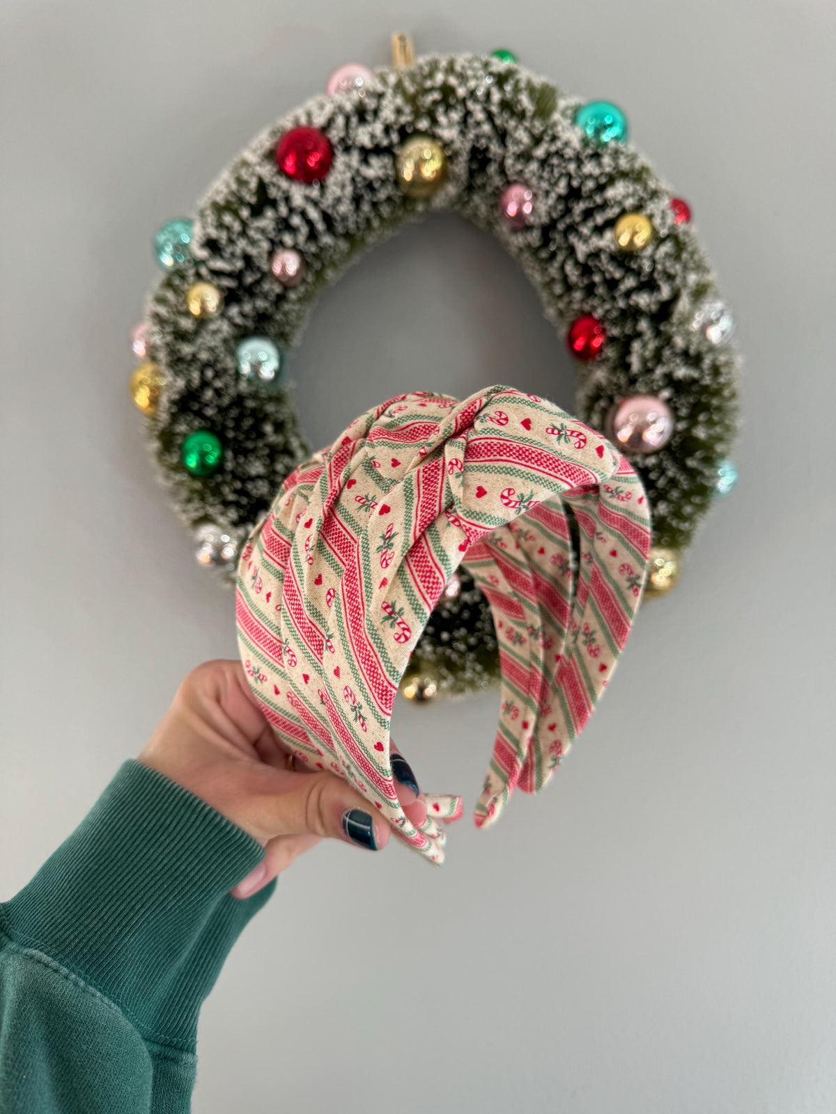 Candy Cane Stripe Top Knot Headband