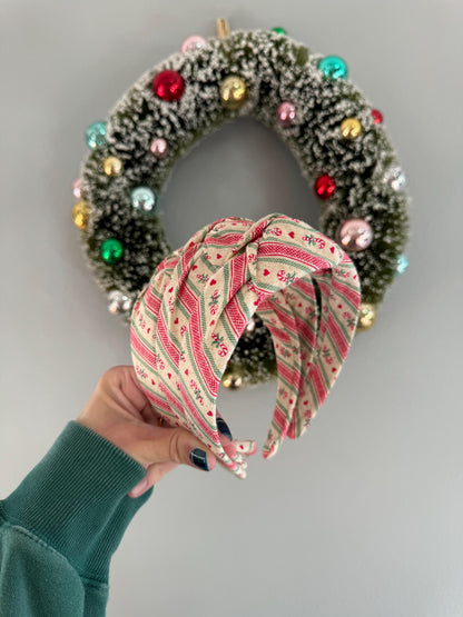 Candy Cane Stripe Top Knot Headband