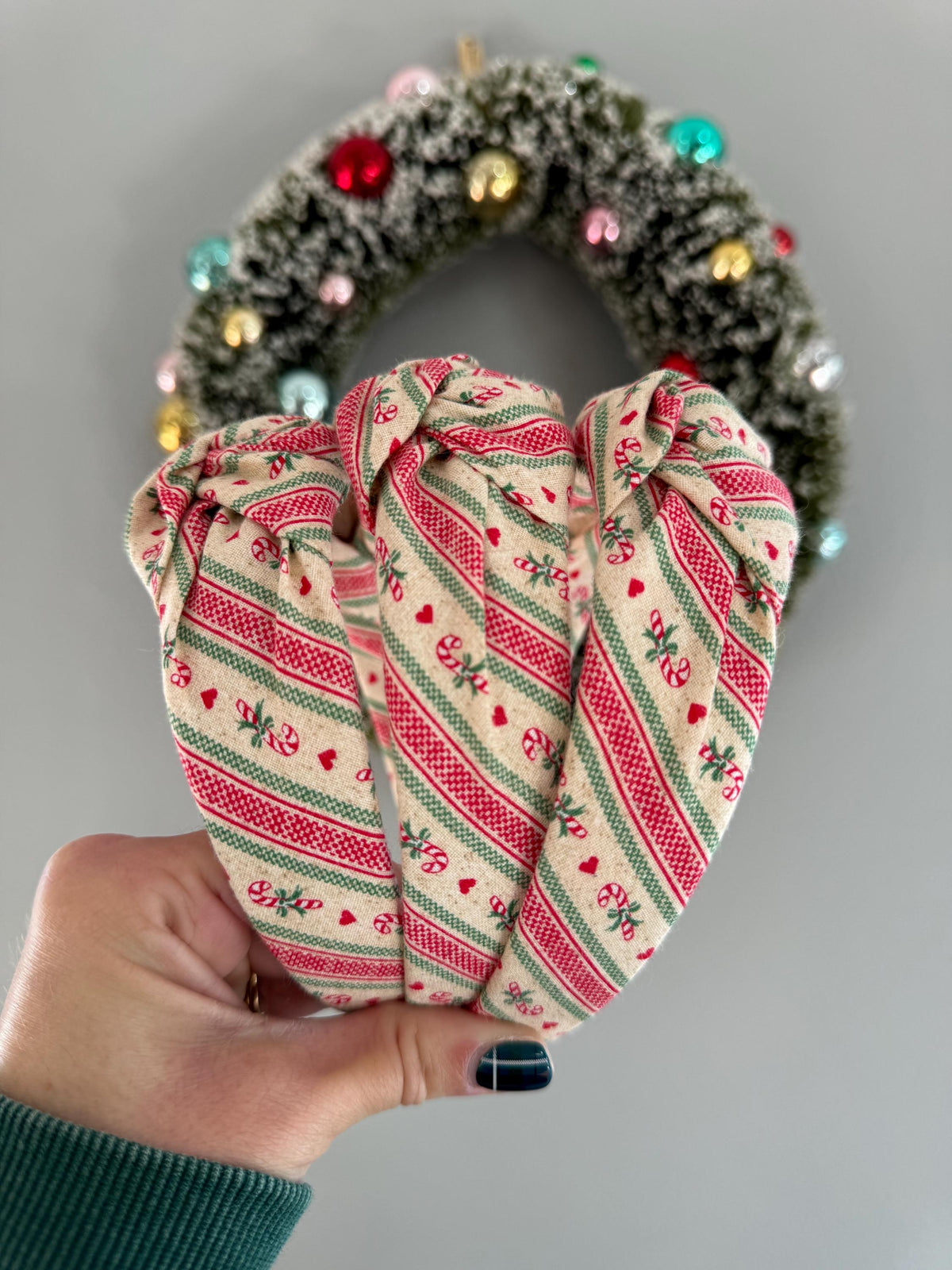 Candy Cane Stripe Top Knot Headband
