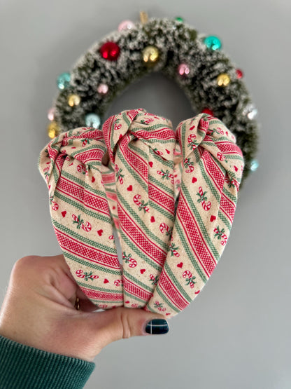 Candy Cane Stripe Top Knot Headband