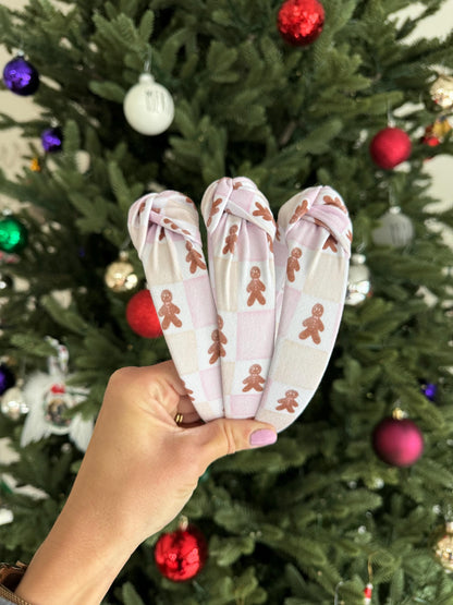Gingerbread Men Top Knot Headband