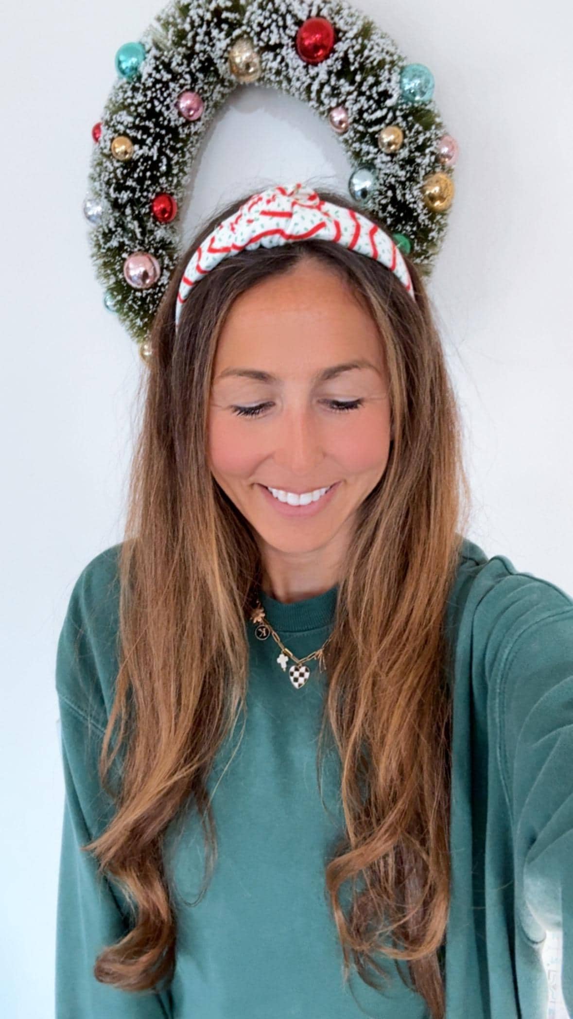 Christmas Tree Cake Top Knot Bendable Headband, Holiday Headband