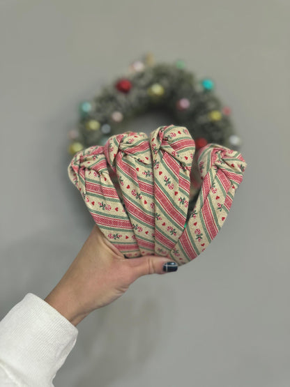 Candy Cane Stripe Top Knot Headband