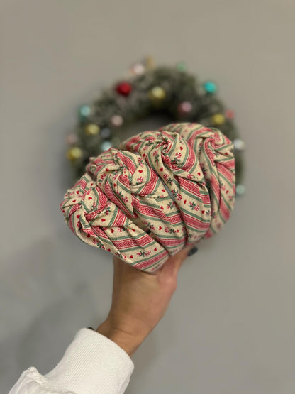 Candy Cane Stripe Top Knot Headband