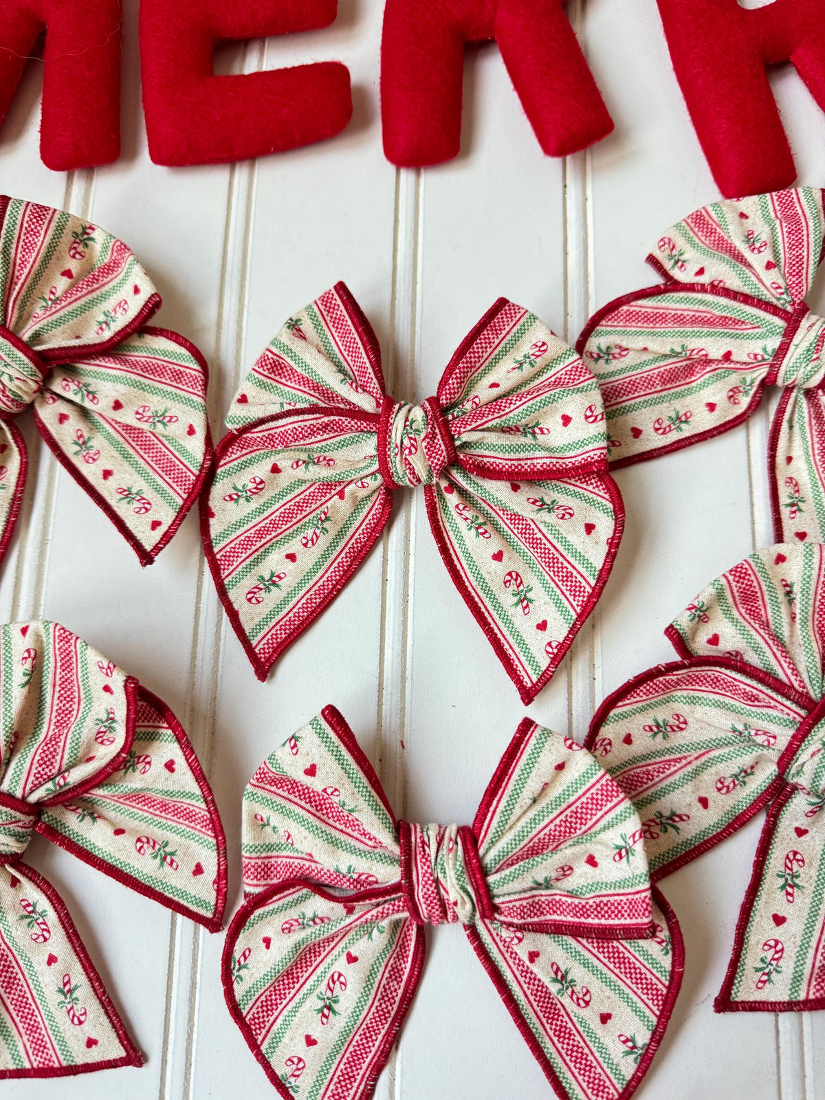Peppermint Stripe Christmas Bow, Alligator Clip