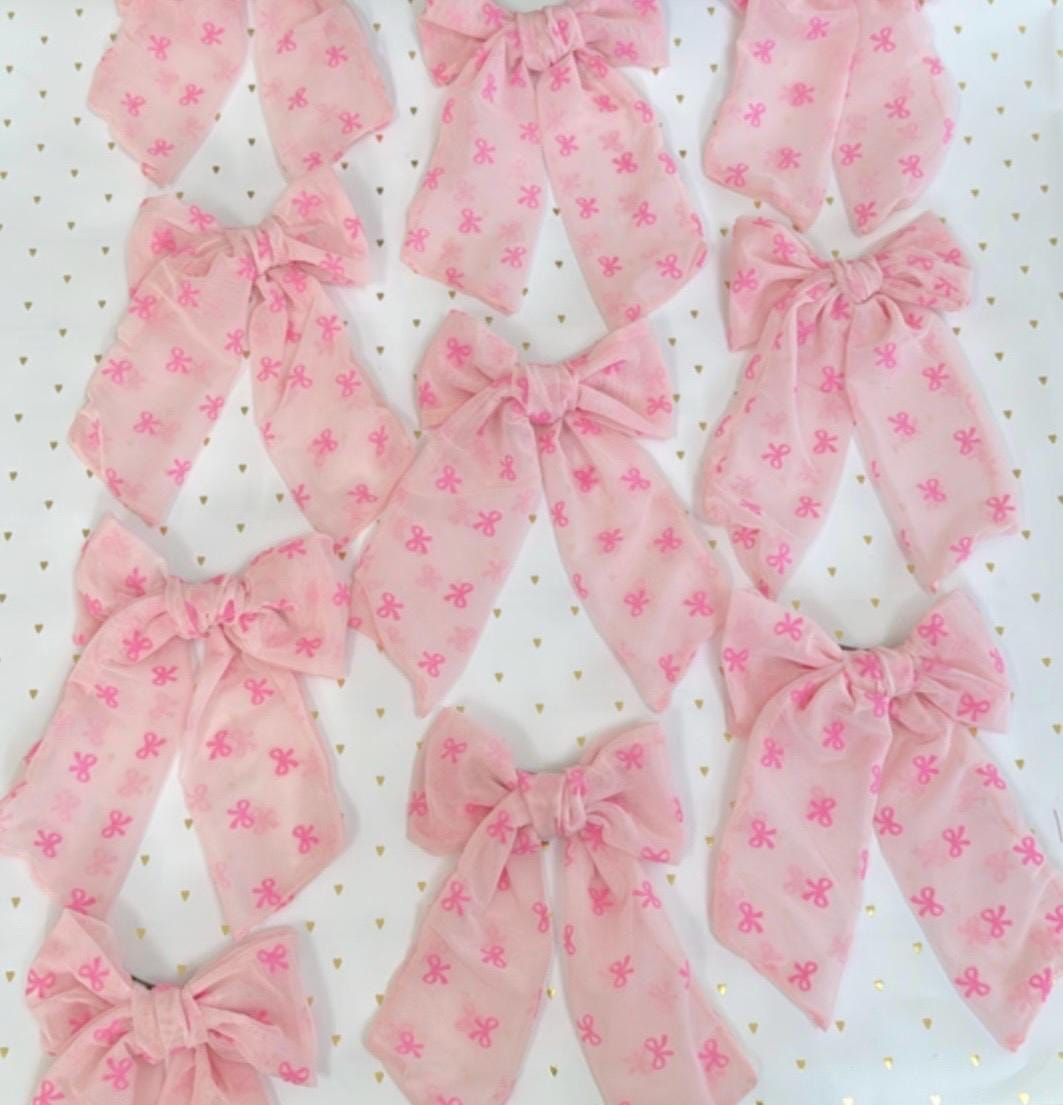 Pink Mesh Bows, Bow Hair Clip, Barrette Hair Clip, Soft Hair Clip, Valentine's Clip, Barrette, Brynnbands