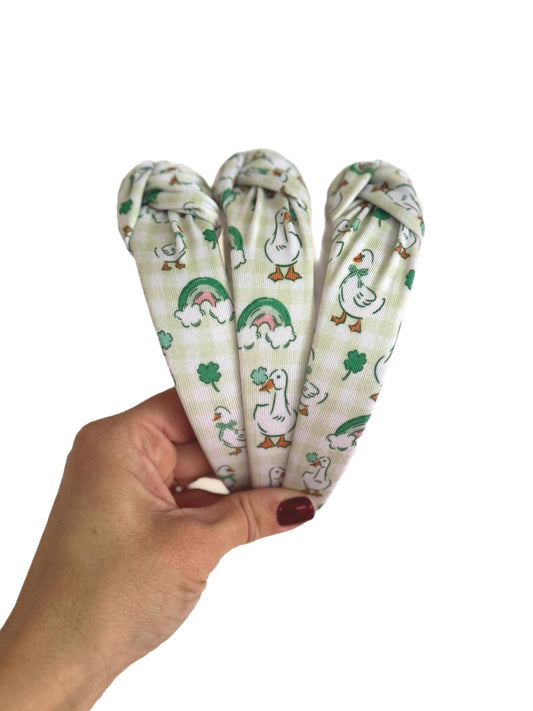 Lucky Ducks Headband, Shamrock Headband, Hard Headband, St Patricks Day,  St Pats, Irish Headband, Green Headband, Brynnbands