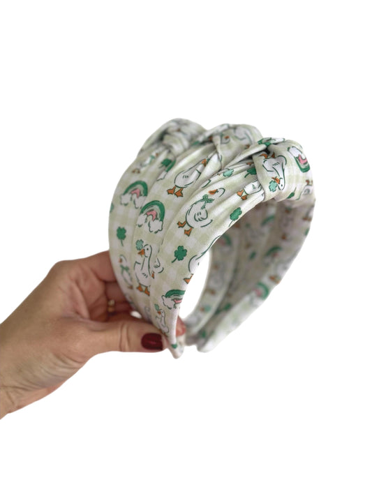 Lucky Ducks Headband, Shamrock Headband, Hard Headband, St Patricks Day,  St Pats, Irish Headband, Green Headband, Brynnbands