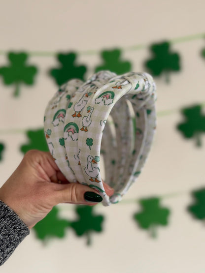 Lucky Ducks Headband, Shamrock Headband, Hard Headband, St Patricks Day,  St Pats, Irish Headband, Green Headband, Brynnbands