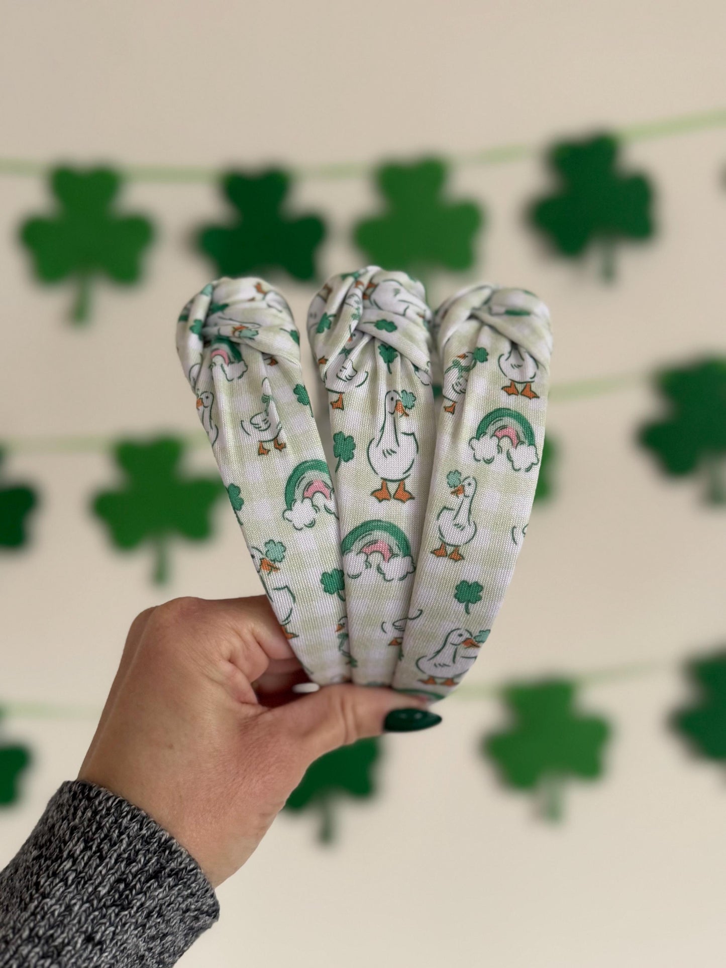Lucky Ducks Headband, Shamrock Headband, Hard Headband, St Patricks Day,  St Pats, Irish Headband, Green Headband, Brynnbands