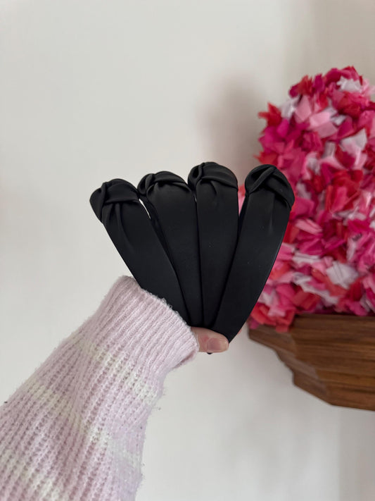 Black Pleather handmade Top Knot Headband - Brynnbands