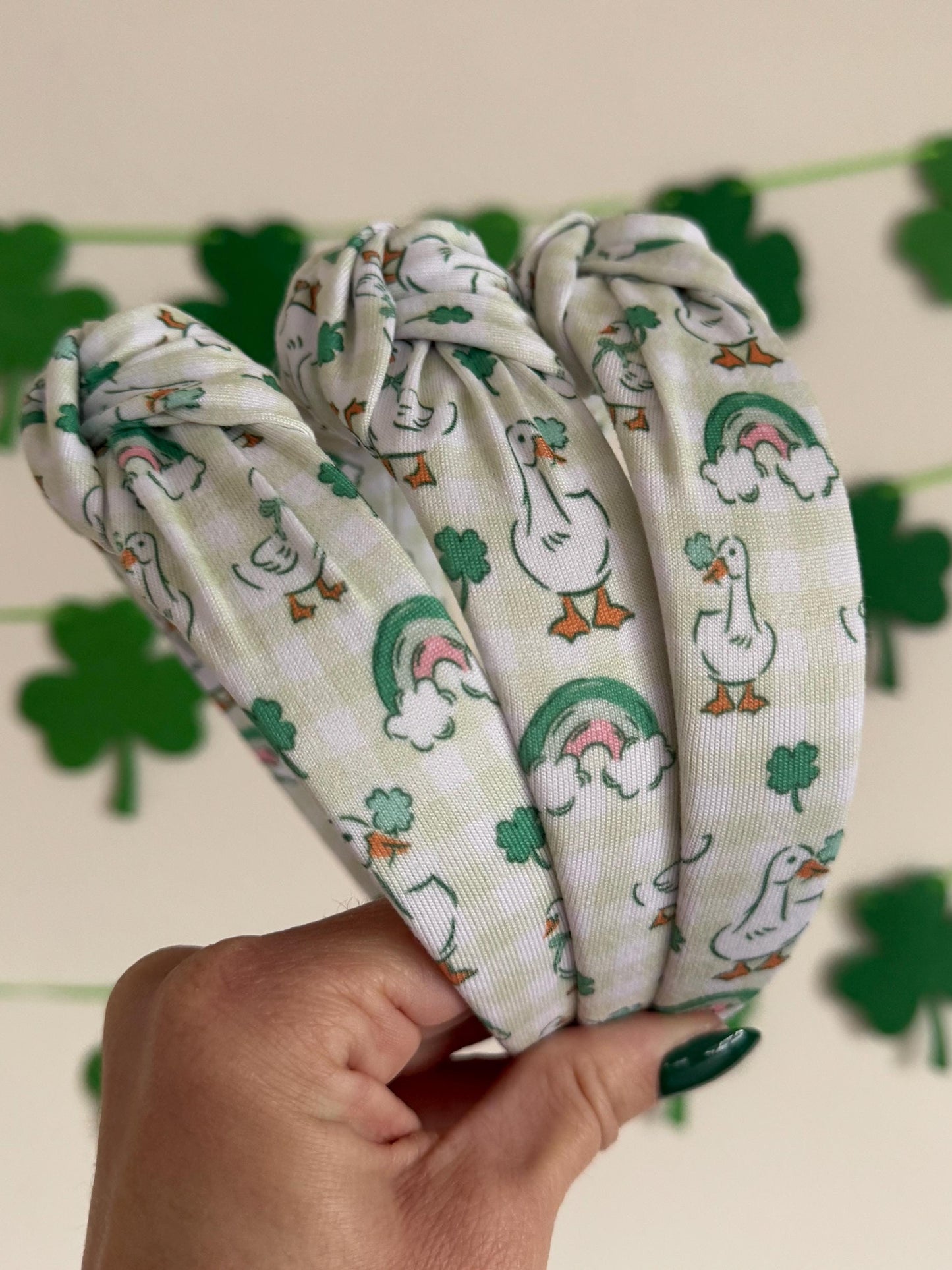 Lucky Ducks Headband, Shamrock Headband, Hard Headband, St Patricks Day,  St Pats, Irish Headband, Green Headband, Brynnbands
