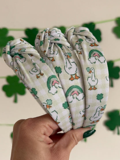 Lucky Ducks Headband, Shamrock Headband, Hard Headband, St Patricks Day,  St Pats, Irish Headband, Green Headband, Brynnbands