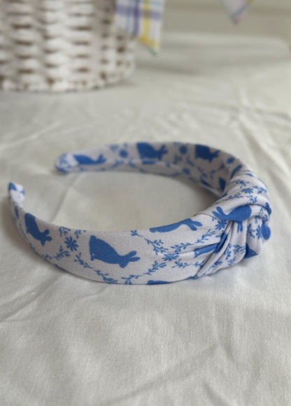 Blue Bunnies Knotted Headband, Easter Basket Gift