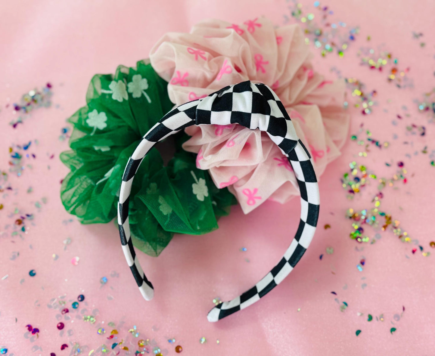 Black White Checkered Knotted Headband, Classic Fabric Hair Accessory