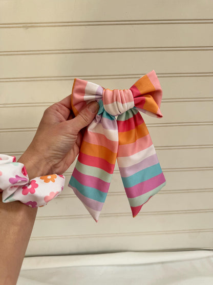 FMK Co Swim Bows, Rainbow Stripes, Bow Hair Clip, Barrette Hair Clip, Soft Hair Clip, Swim Bow, Easter Basket, Barrette, Brynnbands