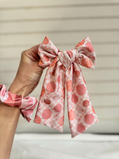 FMK Co Swim Bows, Seashells, Bow Hair Clip, Barrette Hair Clip, Soft Hair Clip, Swim Bow, Easter Basket, Barrette, Brynnbands