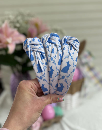 Blue Bunnies Knotted Headband, Easter Basket Gift