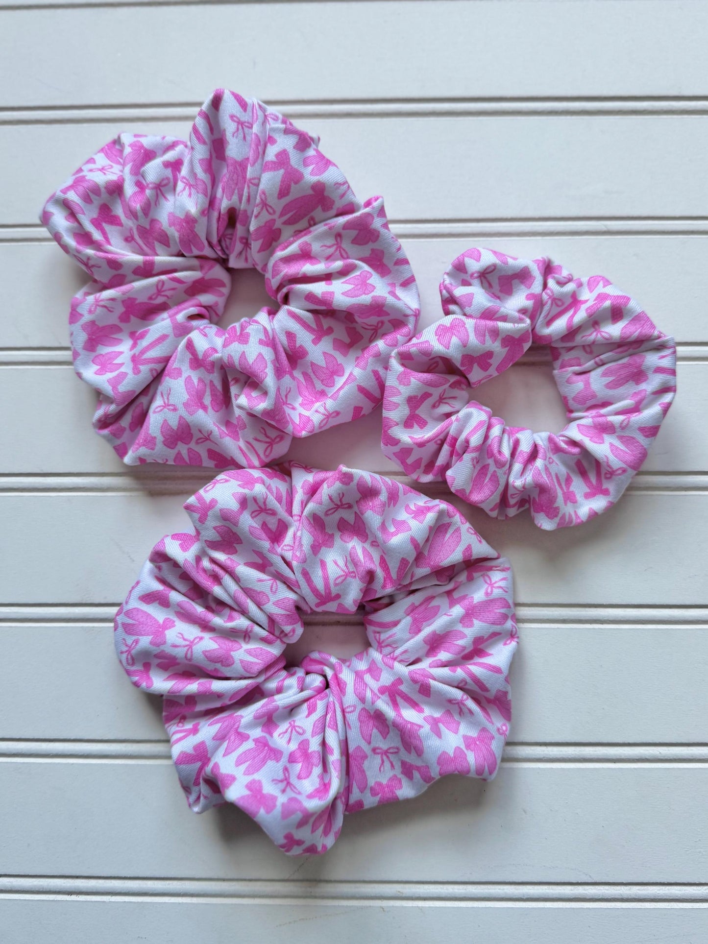 Pink Bows Scrunchie: Handmade Floral Hair Tie