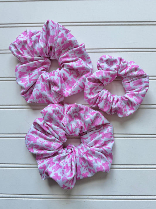 Pink Bows Scrunchie: Handmade Floral Hair Tie