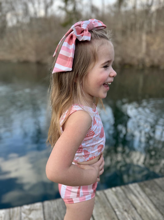 FMK Co Swim Bows, Seashells, Bow Hair Clip, Barrette Hair Clip, Soft Hair Clip, Swim Bow, Easter Basket, Barrette, Brynnbands