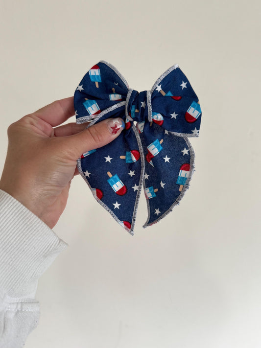 Bomb Pop Fable Bow Barrette: 4th of July Hair Clip