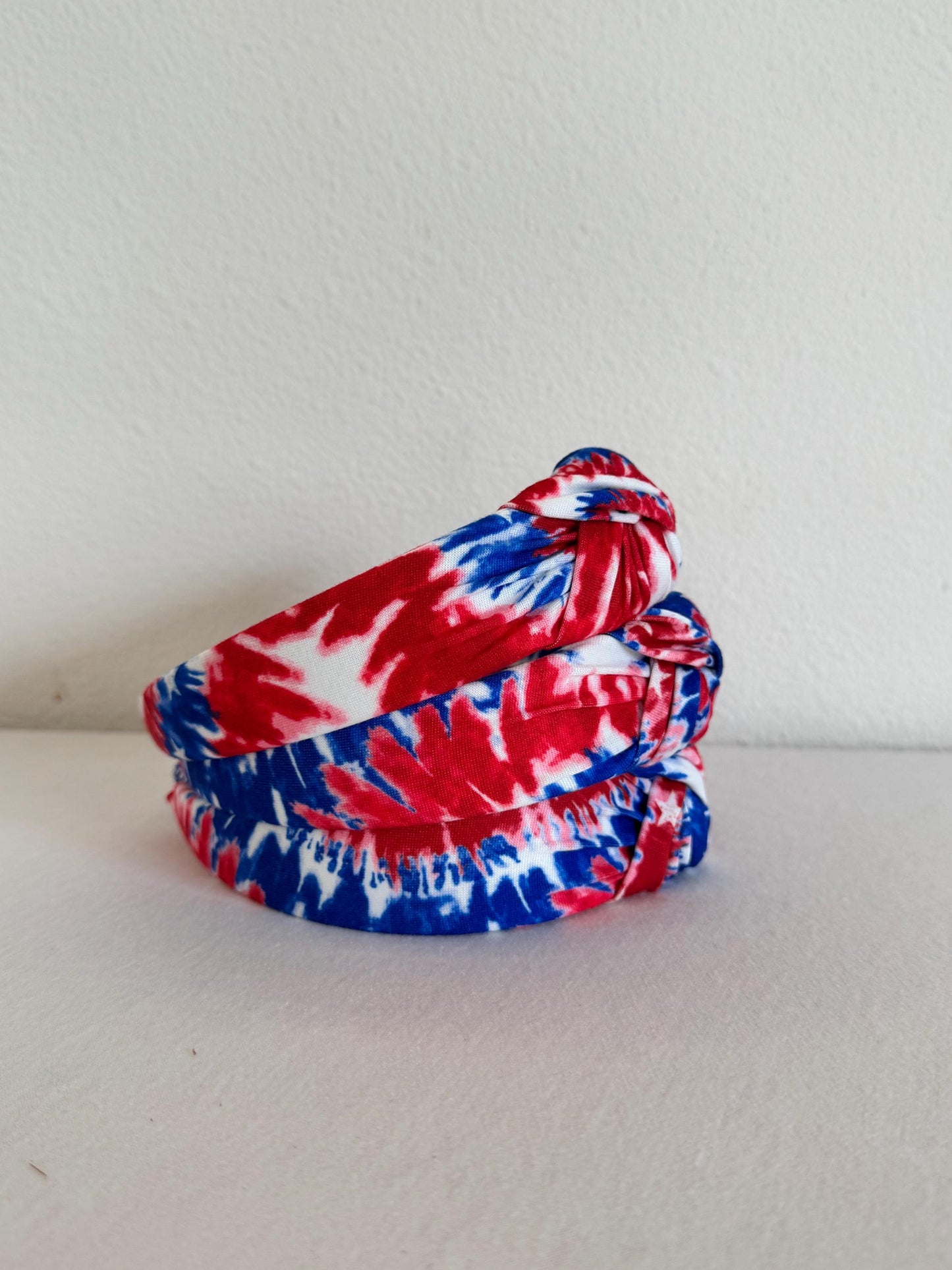 Red White Blue Tie Dye Headband: Patriotic 4th of July Hair Accessory