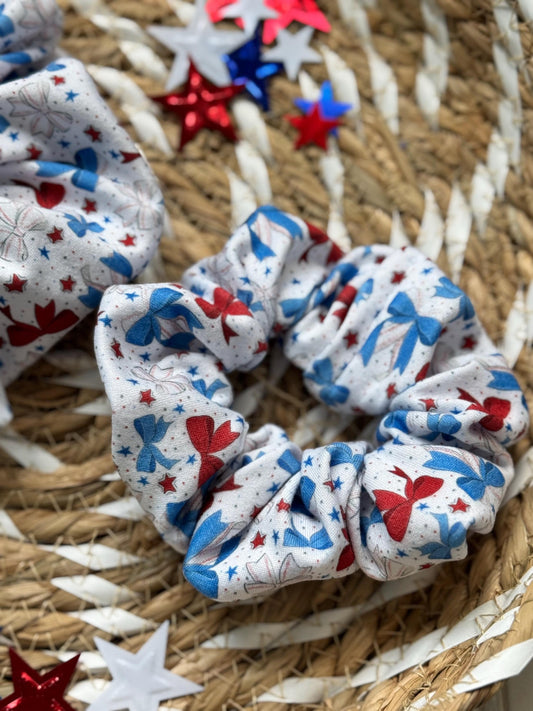 Baseball Bow Scrunchie: Handmade Hair Tie, Soft Fabric