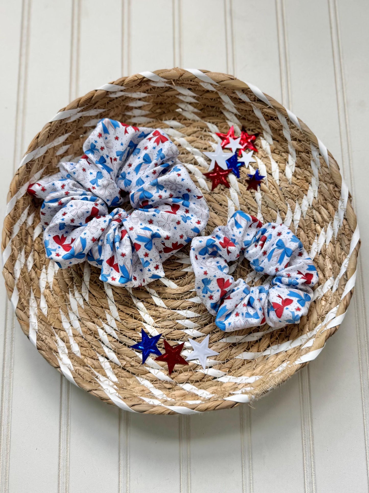 Baseball Bow Scrunchie: Handmade Hair Tie, Soft Fabric