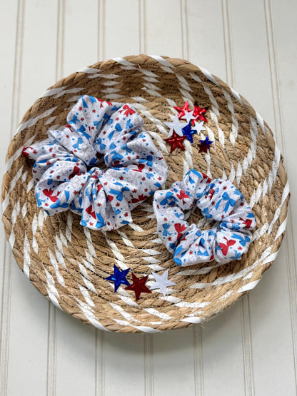 Baseball Bow Scrunchie: Handmade Hair Tie, Soft Fabric