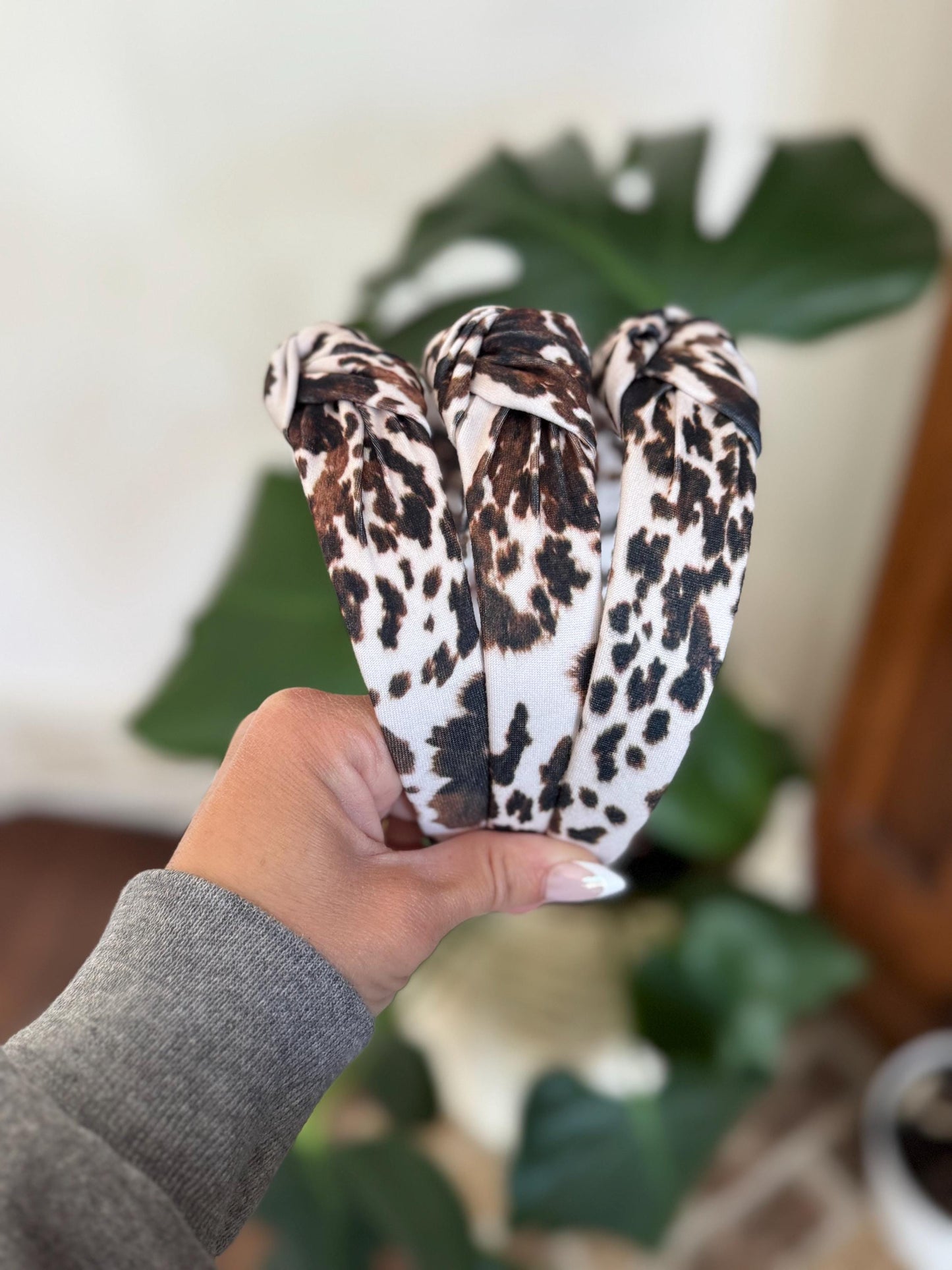 Cow Headband,  Print Top Knot Headband - Handmade
