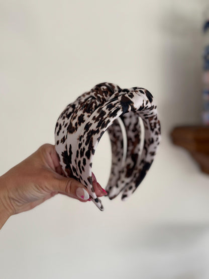 Cow Headband,  Print Top Knot Headband - Handmade