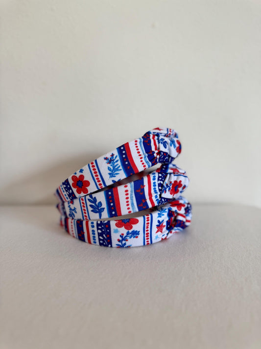 Patriotic Hard Headband: Red, White & Blue Americana Print